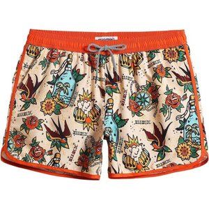 Mens Boys Short 80s 90s Vintage Swim Trunks Quick Dry Swim Suits Board Shorts